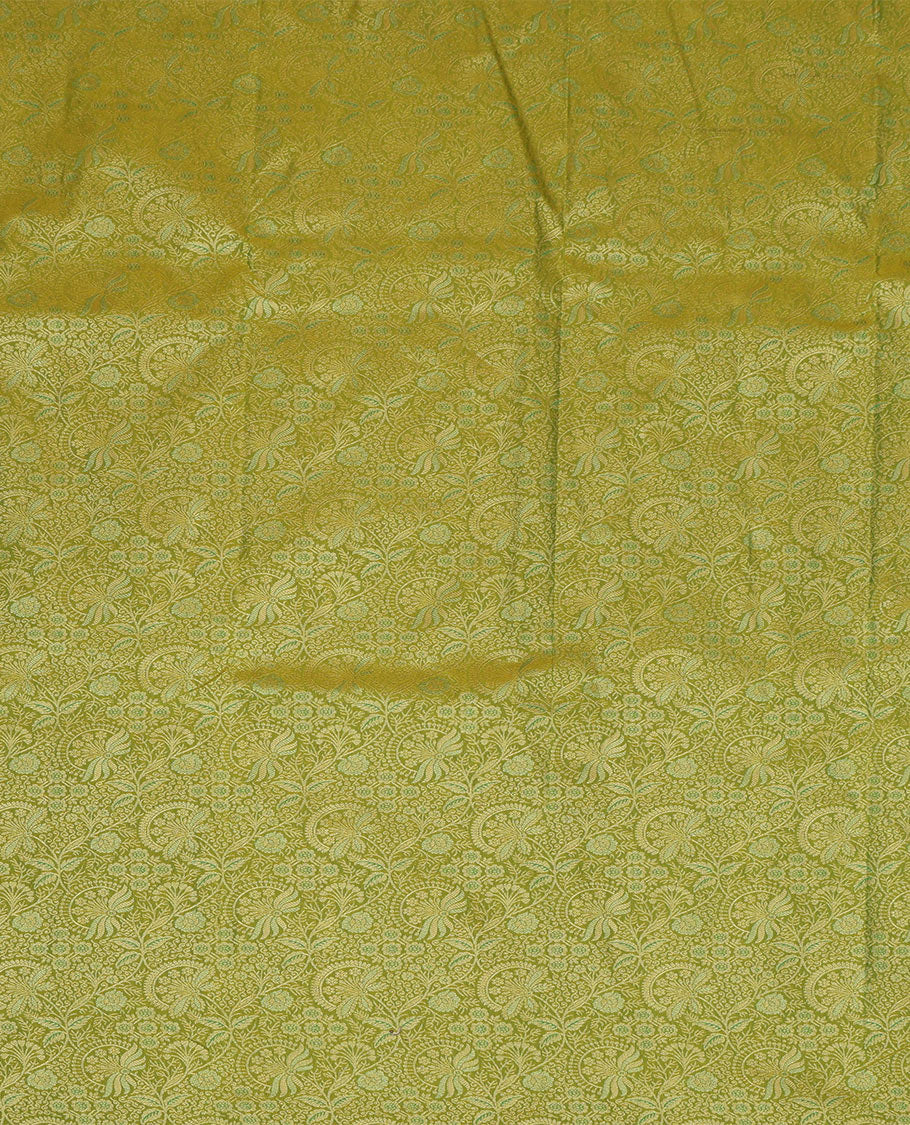 Parrot Green Art Silk Pavadai Material Set