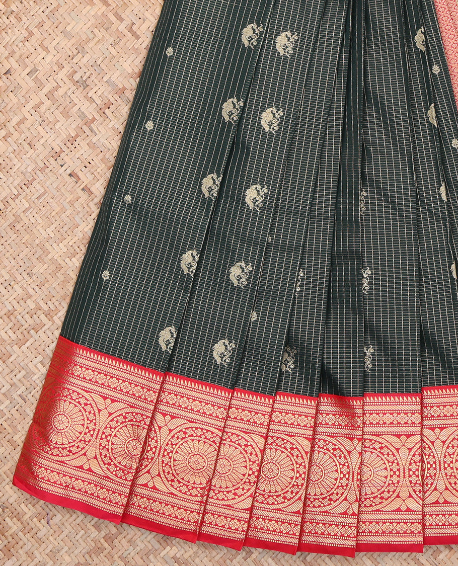 Green Traditional Zari Design Budget Silk Saree