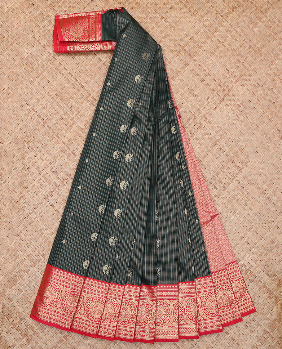 Green Traditional Zari Design Budget Silk Saree