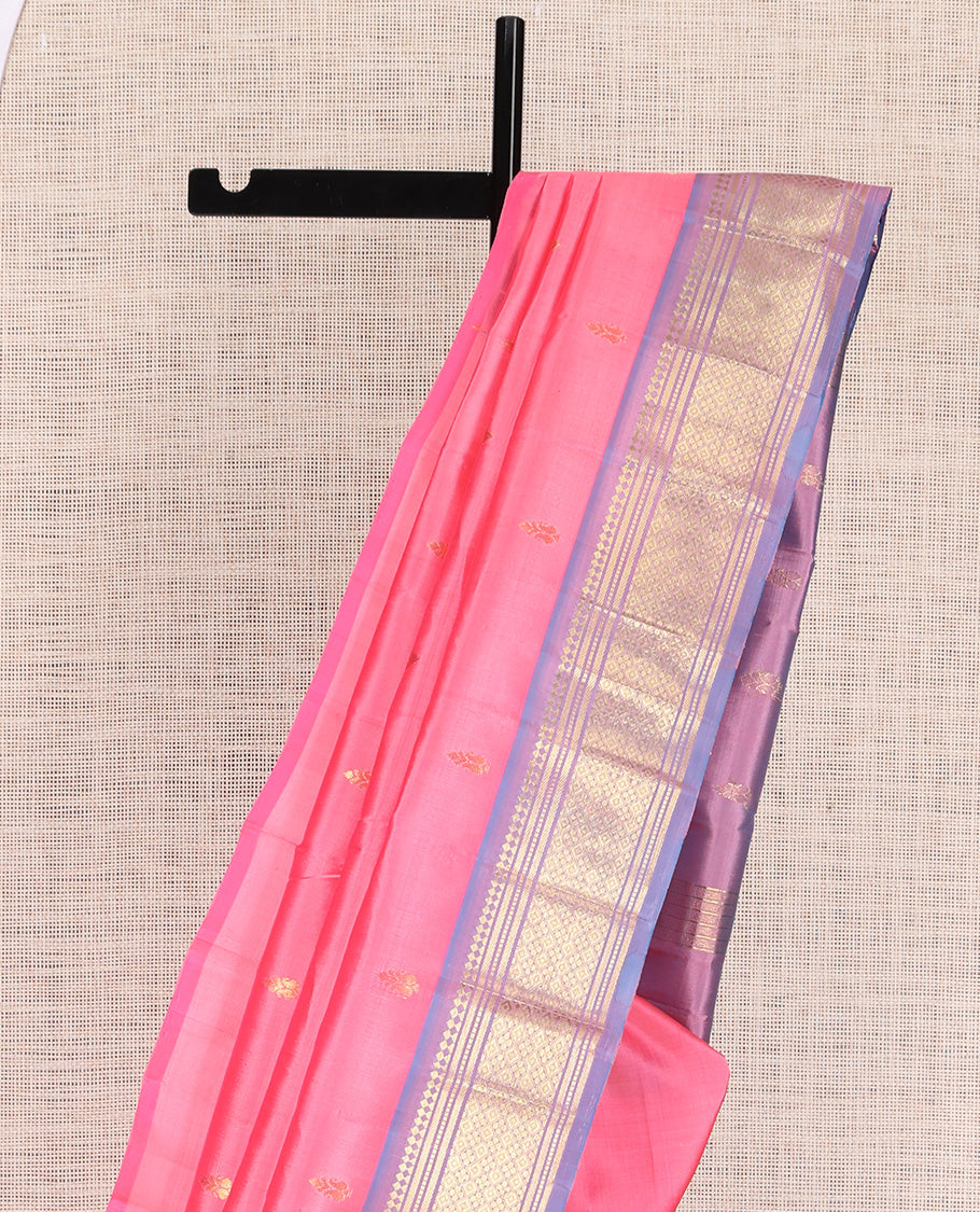 Pink Contrast Kanchipuram Silk Saree