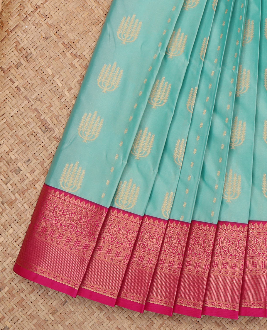 Blue Budget Silk Saree, Crafted with Zari Buttas, a Contrast Traditional Zari Border, Grand Pallu, and a Contrast Blouse