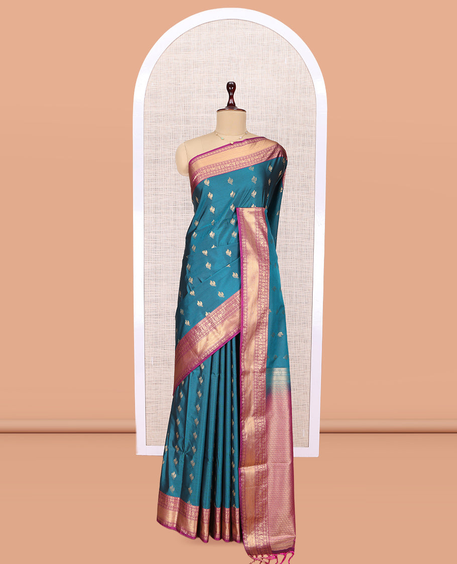 Blue Traditional Checks Budget Silk Saree