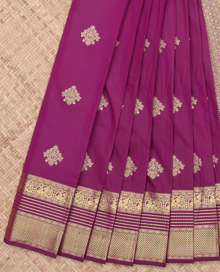 Purple Traditional Zari Design Border Budget Silk Saree