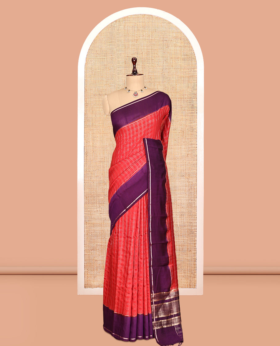 Red Assam Silk Saree