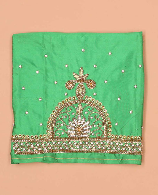 Green peacock aari embroidered material blouse