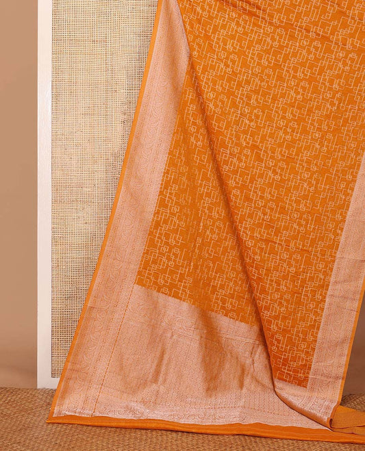 Yellow geometric zari design fancy crepe saree, traditional zari border & intricate pallu