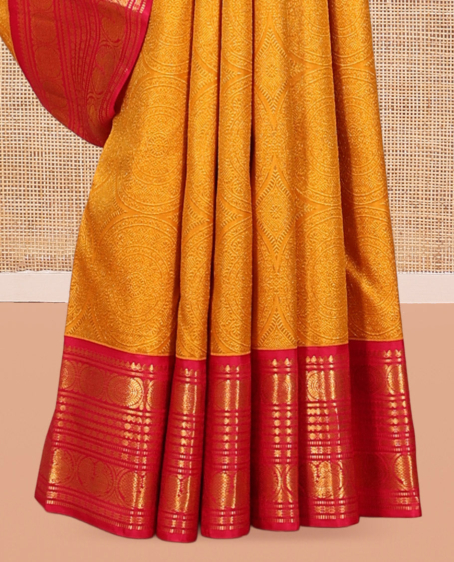 Yellow Kanchipuram Bridal Silk Saree
