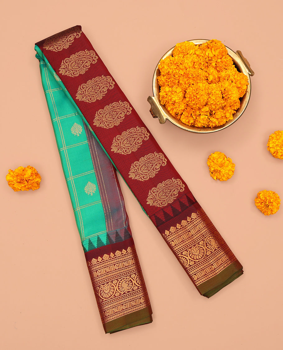 Turquoise Gadwal Silk Saree