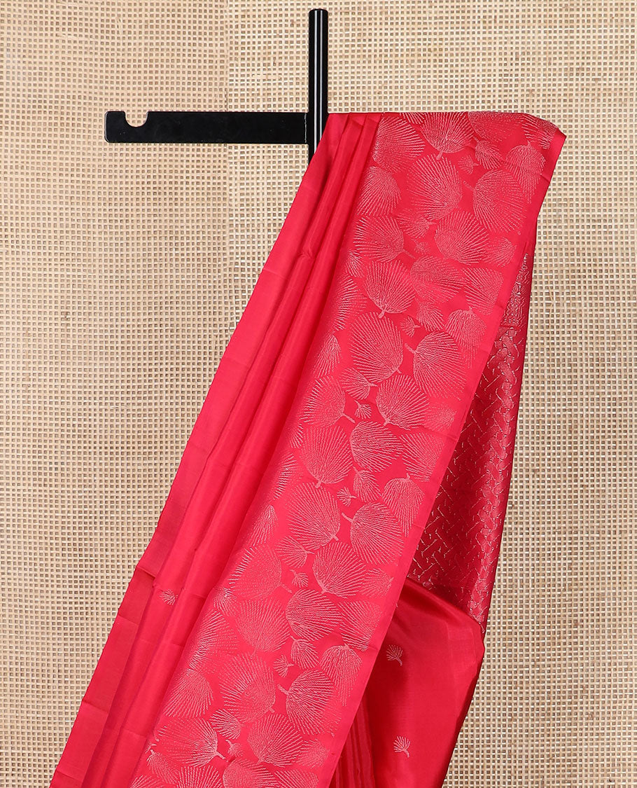 Pink zari buttas soft silk saree, zari floral design border & pallu of geometric patterns