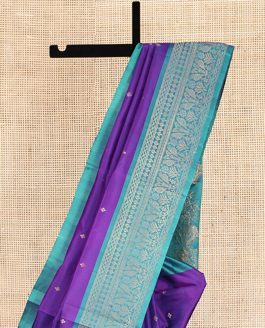 Violet Mayuri Lite Silk Mix Saree, Subtly Sparkled With Zari Buttas, Complemented by Contrast Traditional Border, Intricately Woven Pallu and a Contrast Blouse