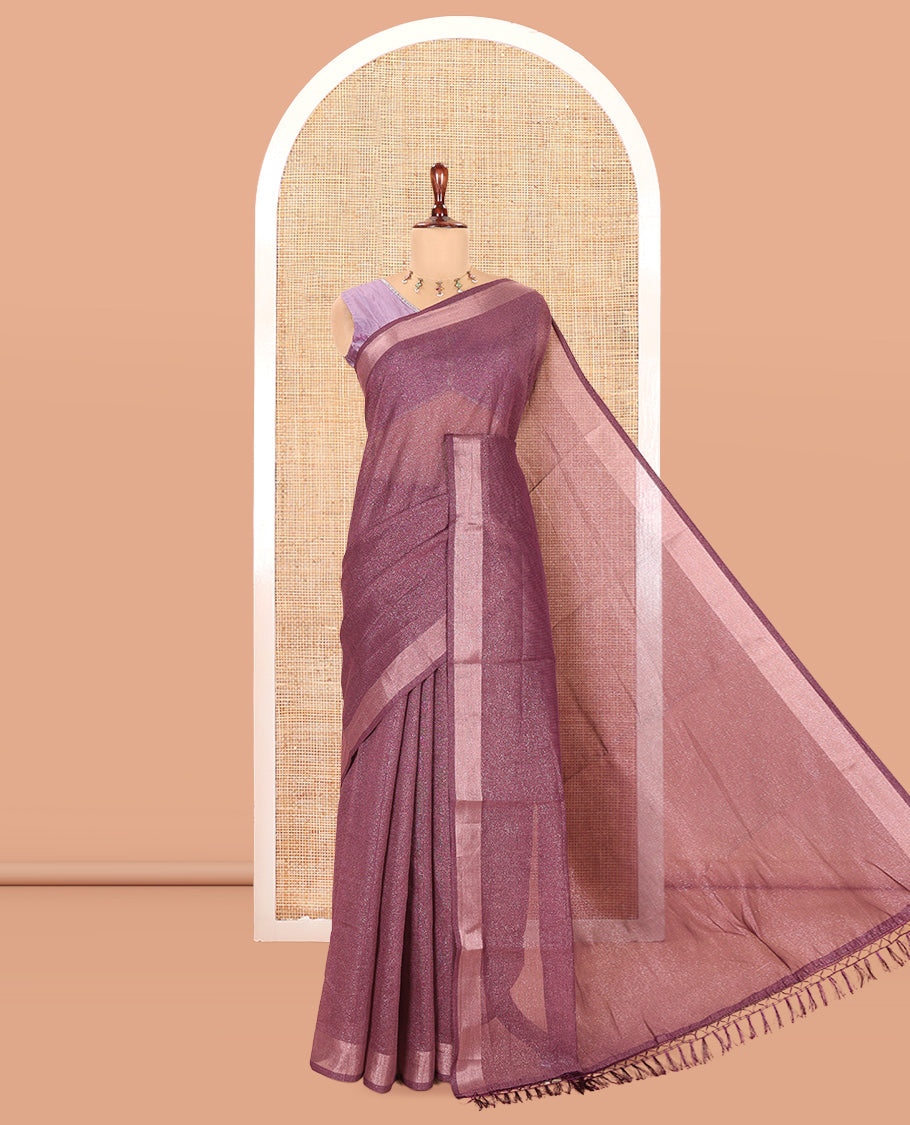 Purple Linen Cotton Saree