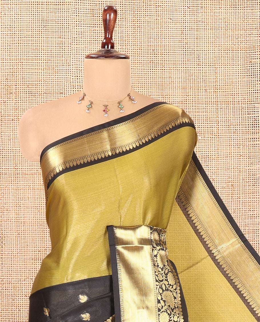 Yellow-Green Semi-Kathan Silk Saree