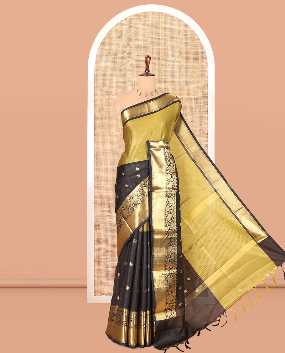 Yellow-Green Semi-Kathan Silk Saree