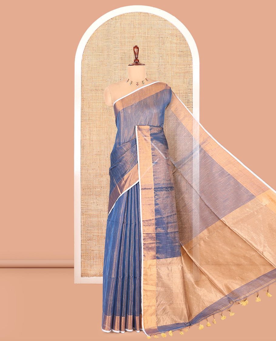 Blue Khadi Tissue Saree