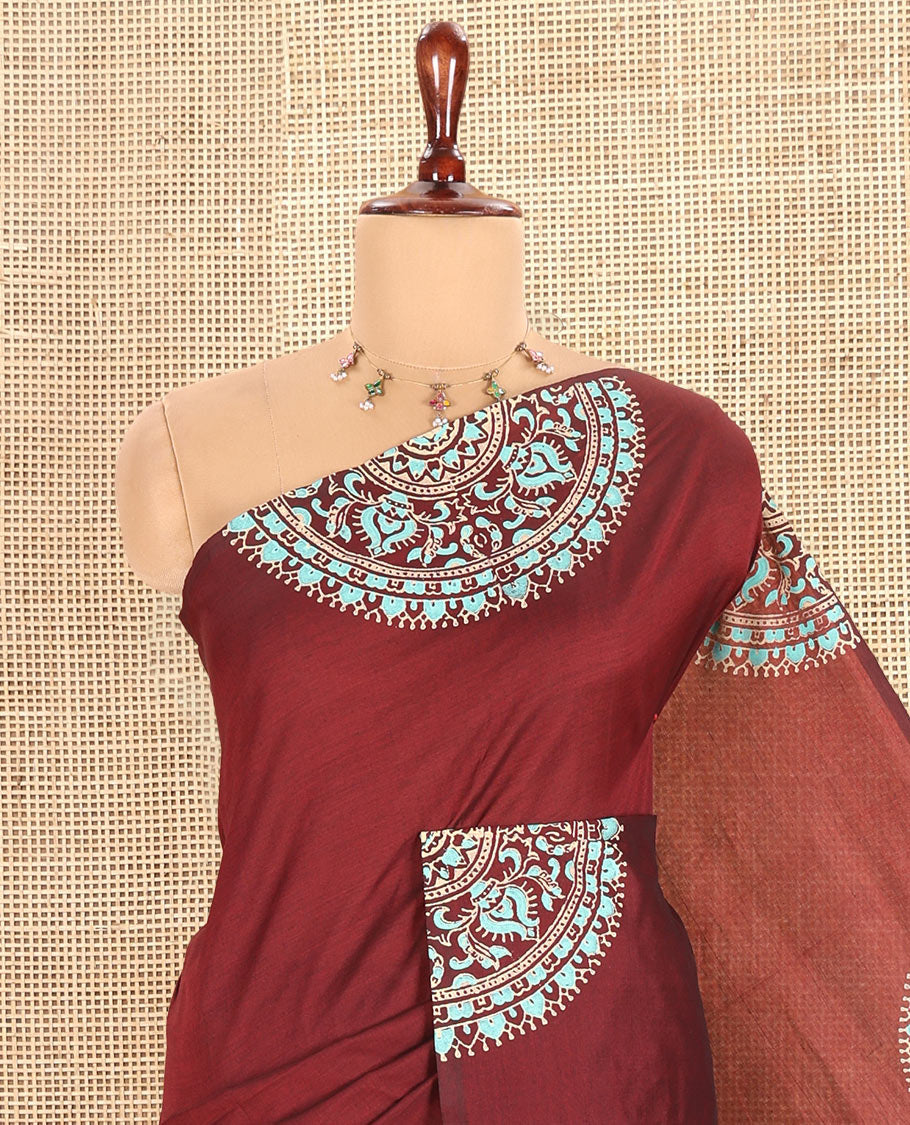 Maroon Plain South Cotton Saree