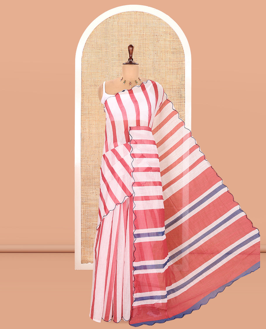 Pink Linen Cotton Saree