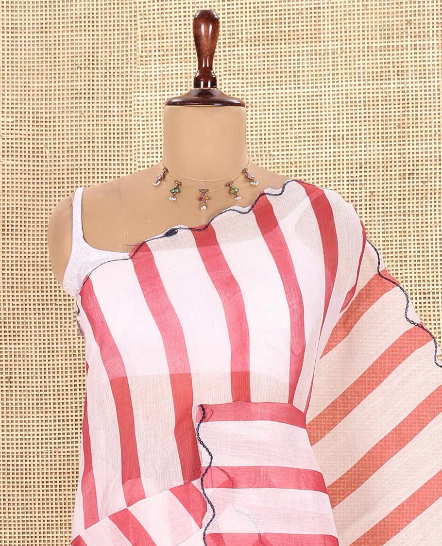Pink Linen Cotton Saree