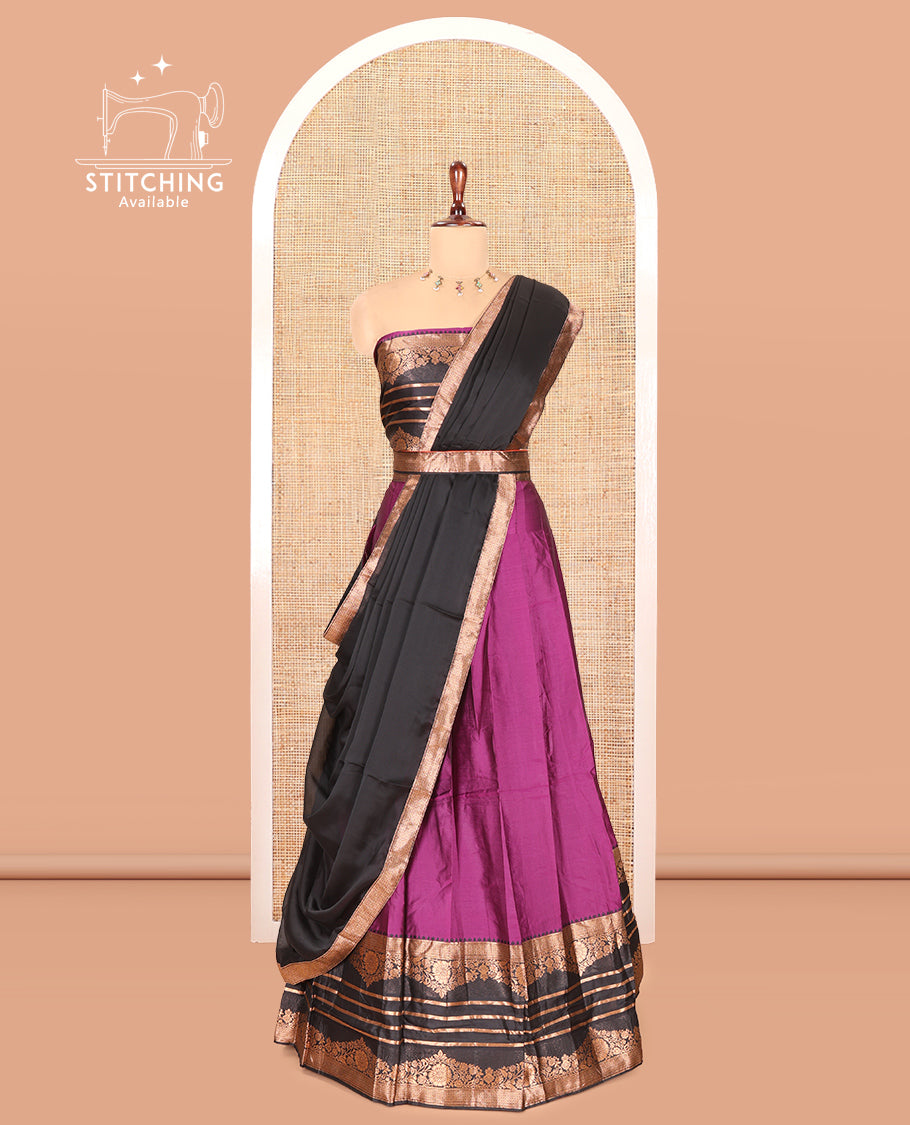 Dark Purple Semi-Silk Half-Saree