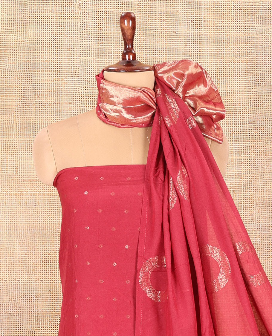 Red Mul Chanderi Tissue Material Chudidar Set