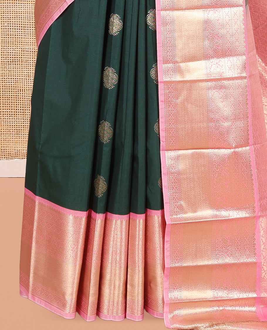 Dark Green-Light Pink Budget Silk Saree