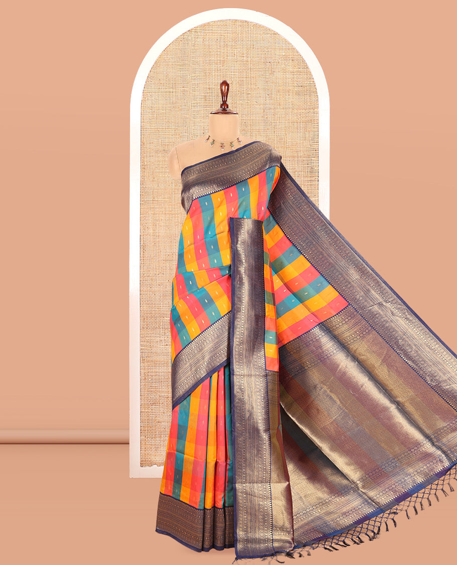 Navy Blue Fancy Softy Silk Saree