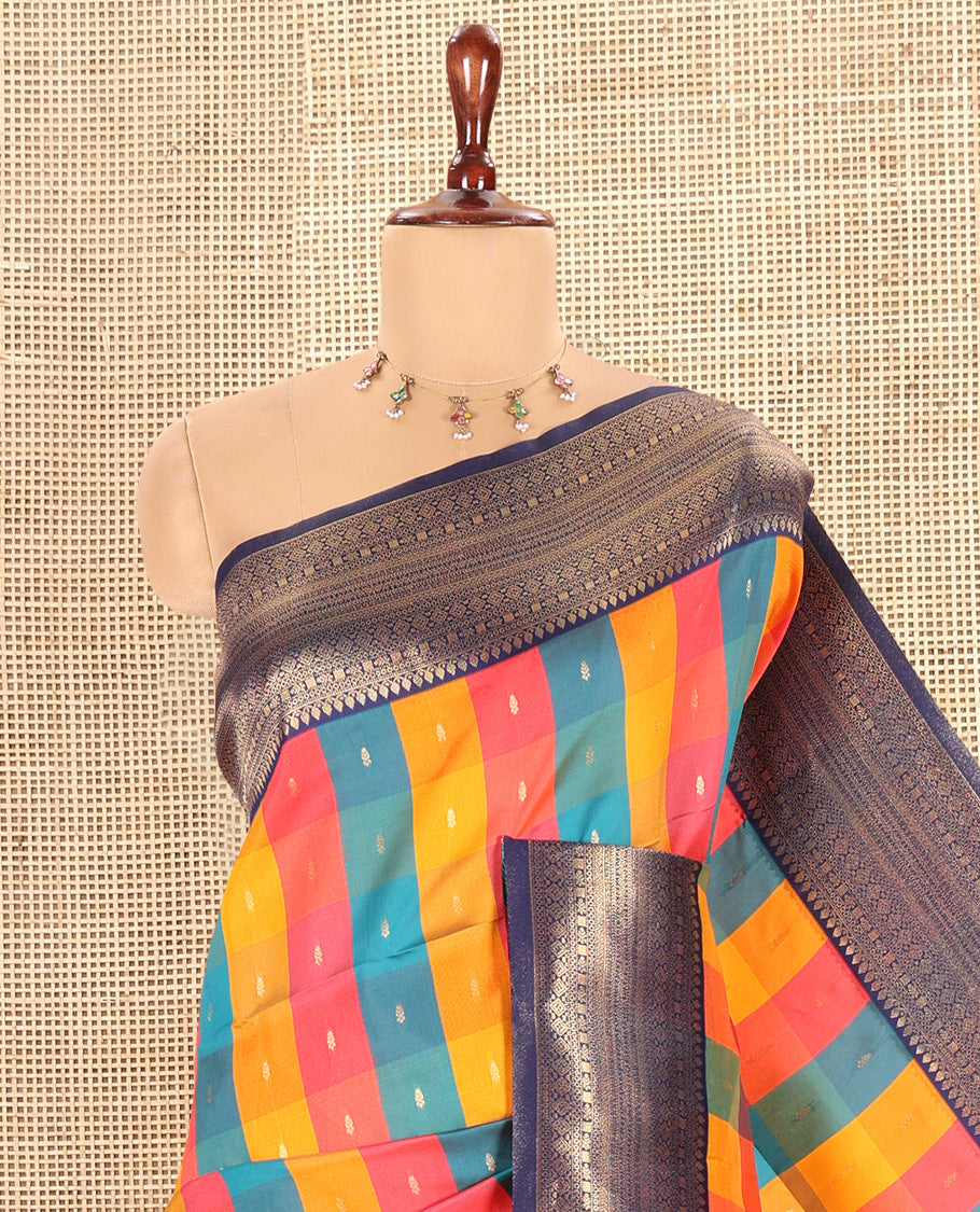 Navy Blue Fancy Softy Silk Saree