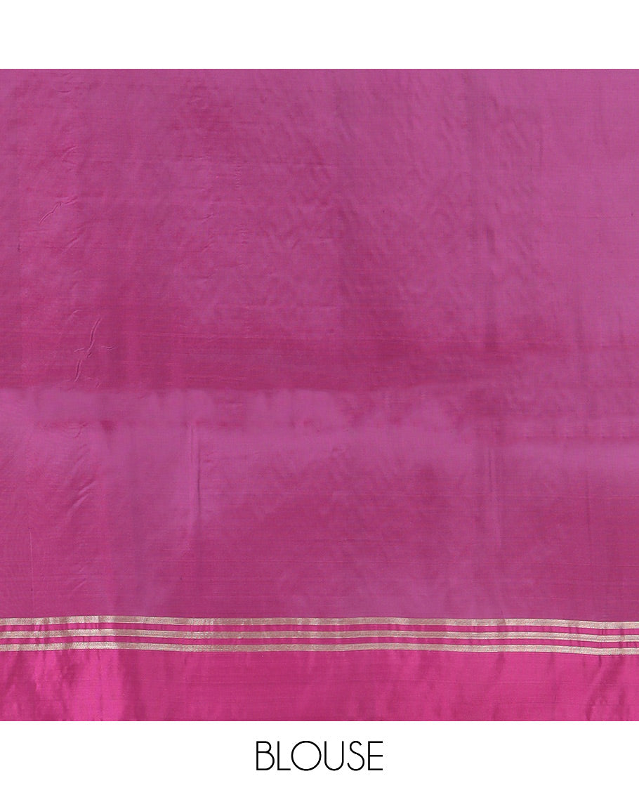 Purple Semi Uppada Saree Mesmerized with Zari Buttas, Complemented by a Contrasting Border, Pallu of Intricate Zari Designs, and Paired with a Contrast Blouse
