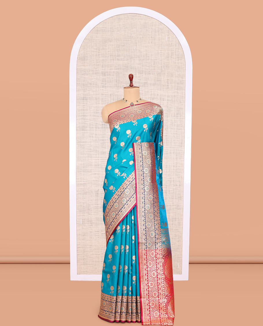 Blue Banaras Nylon Saree