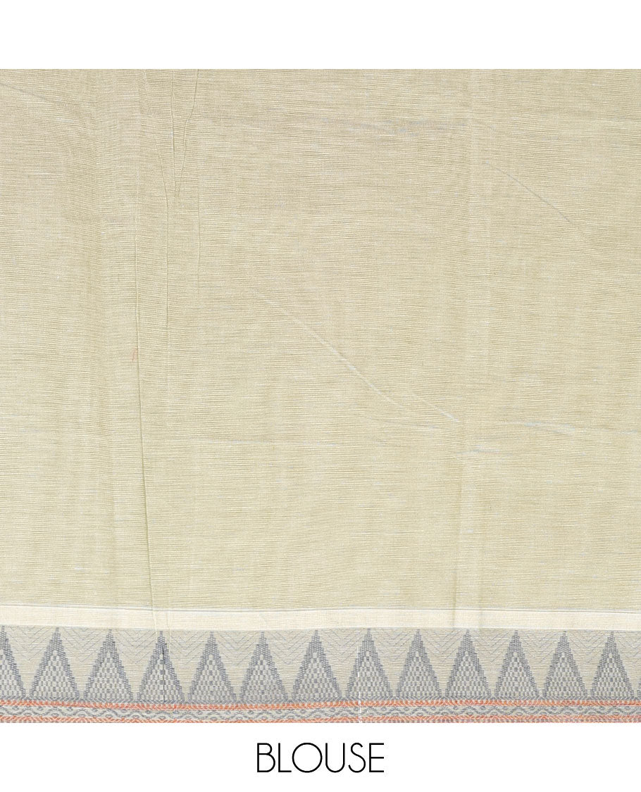 Green buttas Combatiore cotton saree, temple design border & intricately designed pallu