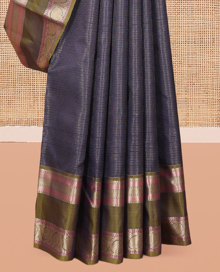 Navy Blue-Light Green Vasundhara Silk Saree