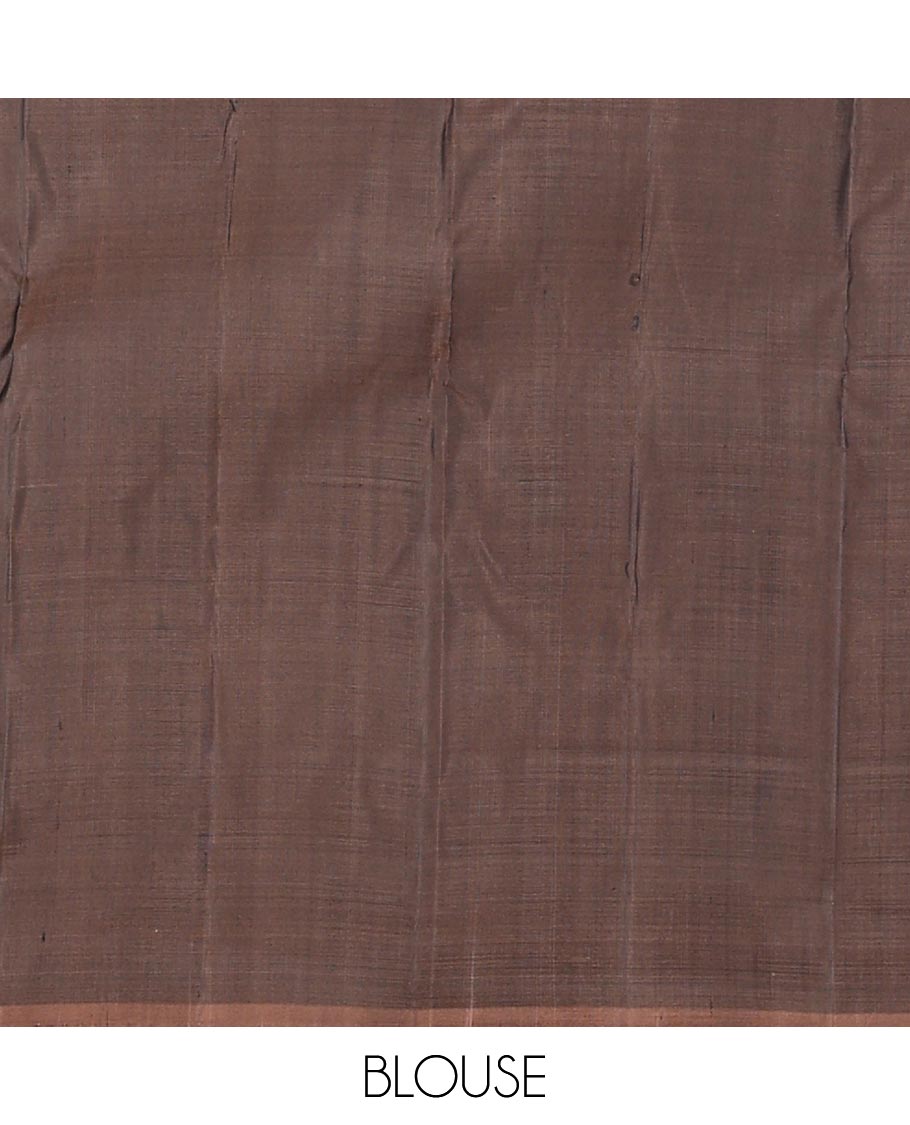 Black zari buttas Kanchipuram silk saree, contrast floral zari border, and floral motifs pallu