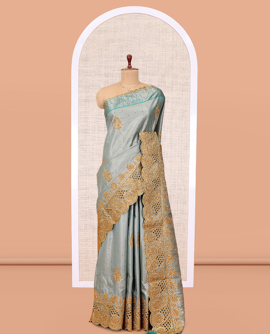 Grey Mysore Silk Saree