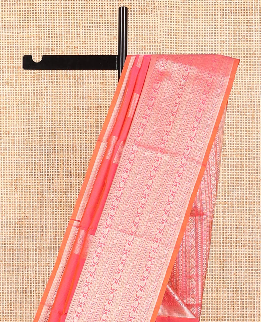 Red square motifs vasundhara elite silk saree with contrast floral design border & argyle design pallu