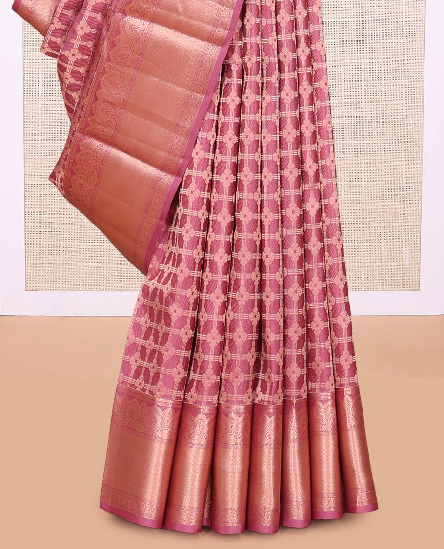 Pink Jacquard Design Kanchipuram Wedding Silk Saree