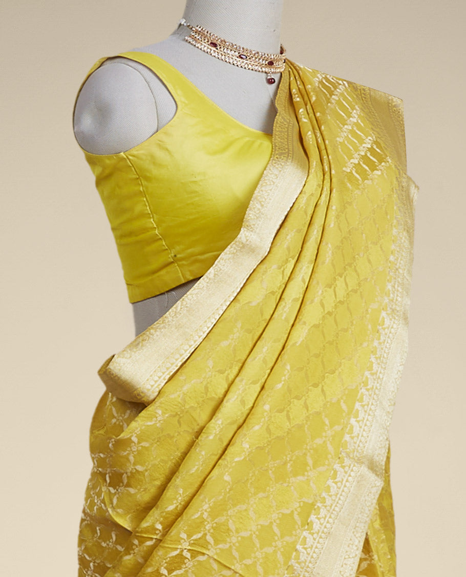 multi-colored floral printed pure crepe saree with contrast floral zari border