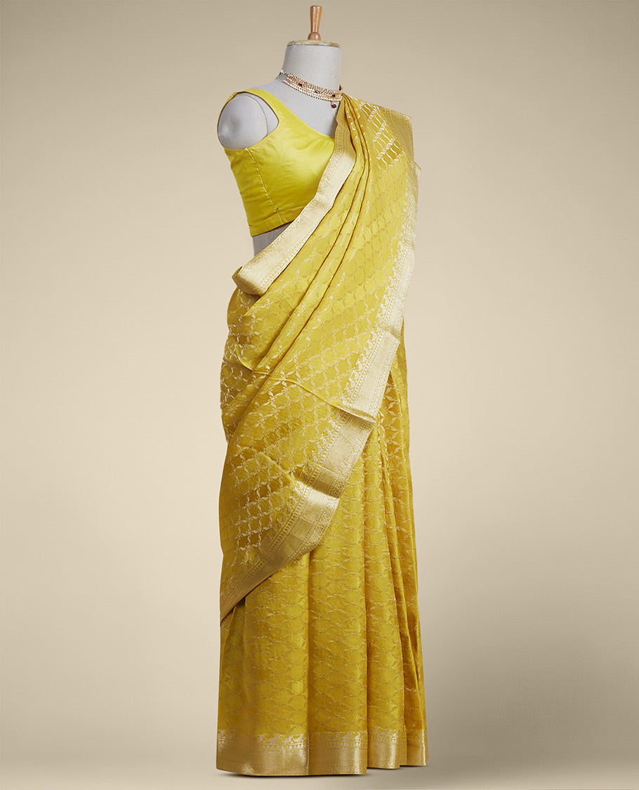 multi-colored floral printed pure crepe saree with contrast floral zari border