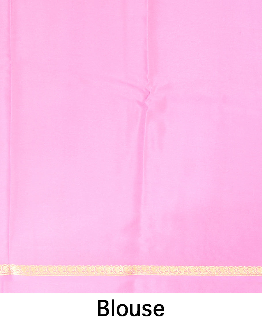 Purple plain mysore silk saree with self zari design border