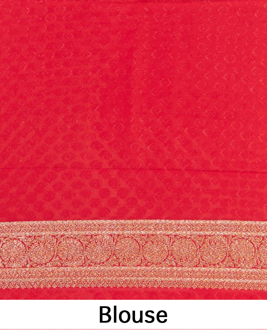 Mustard floral design banaras georgette saree with contrast floral design border