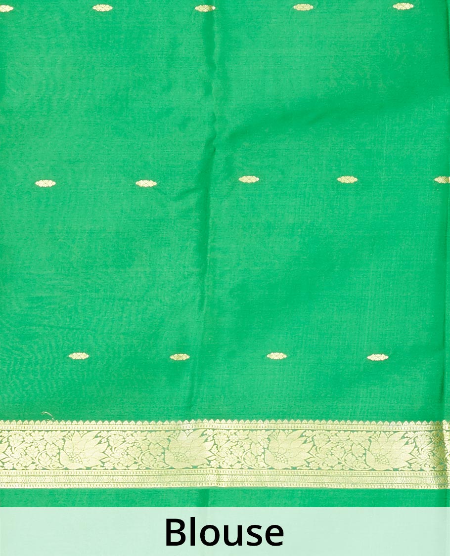 Cream floral buttas mysore silk saree with contrast floral zari design border