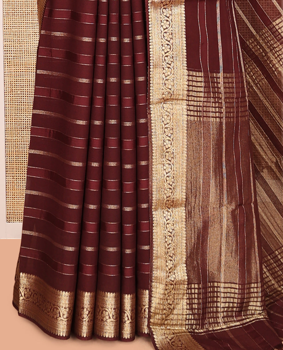 Brown Semi Mysore Silk Saree