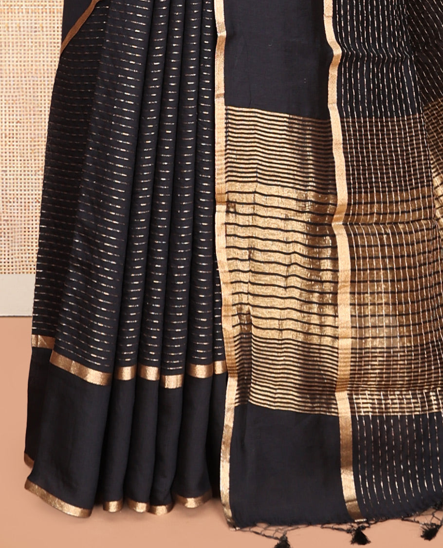 Black Assam Silk Saree