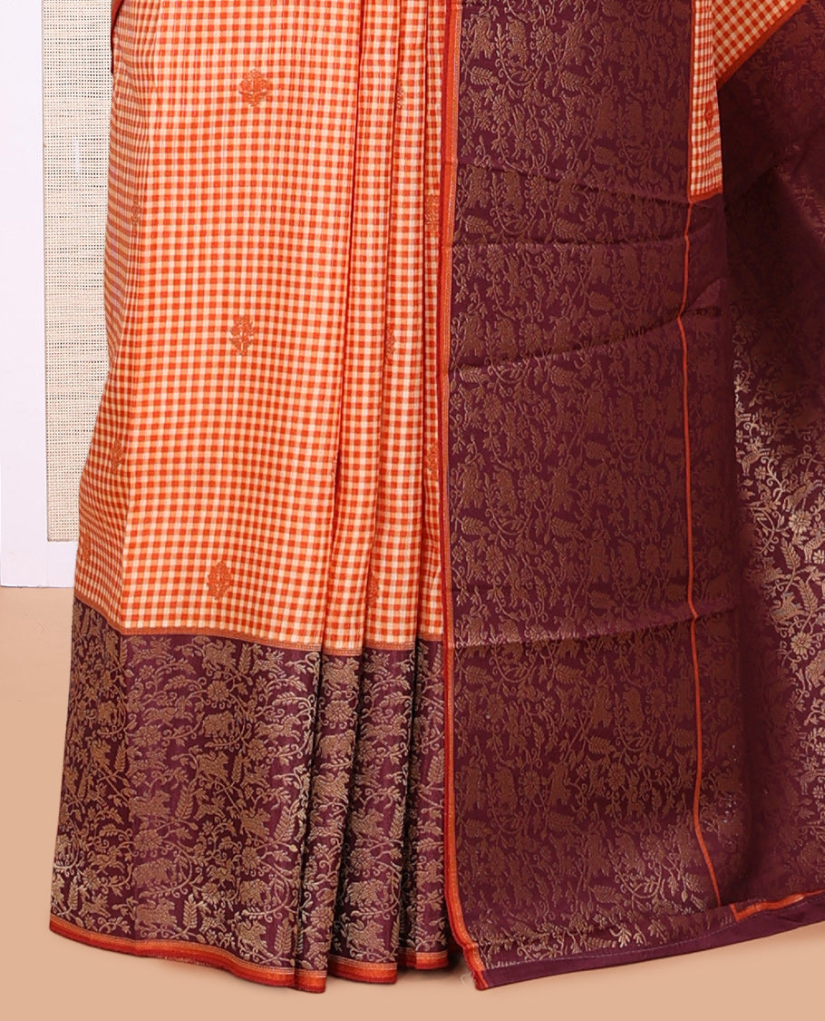 Rust Fancy Mysore Silk Saree