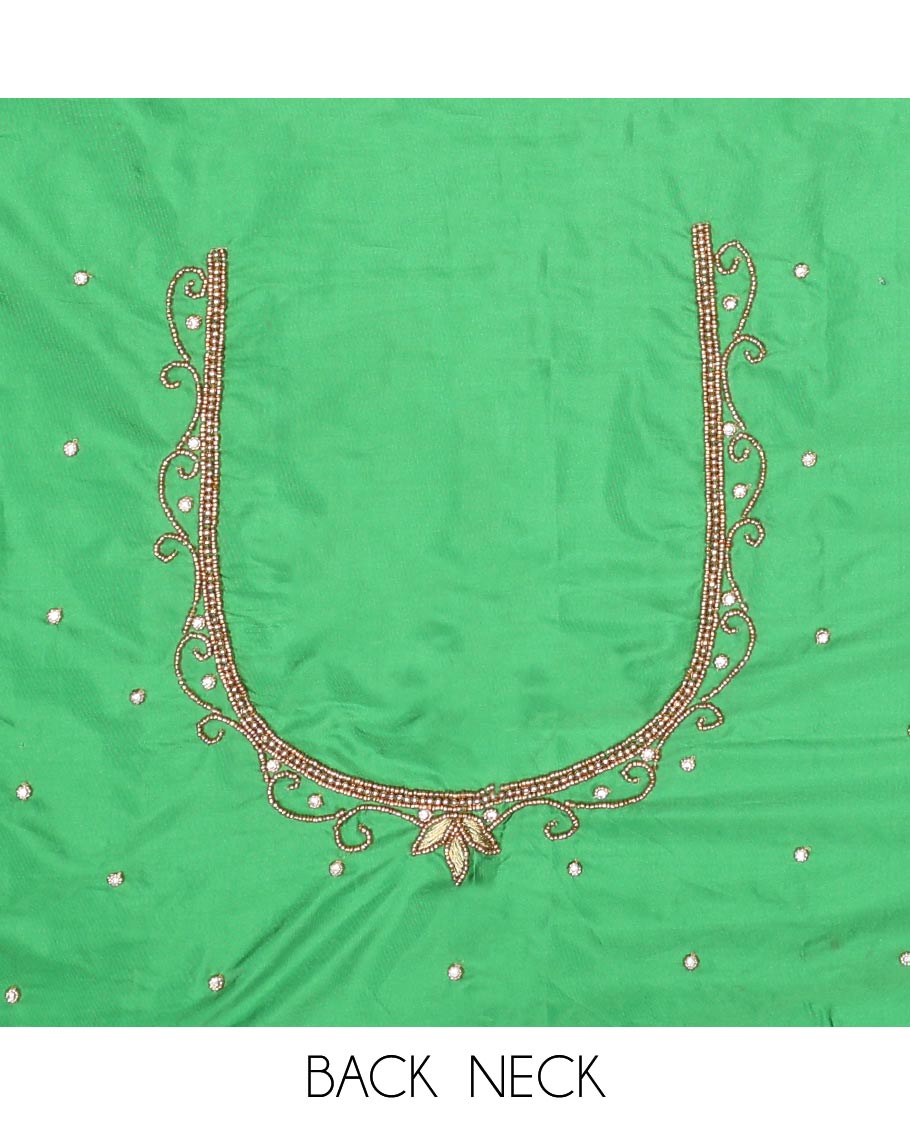 Green peacock aari embroidered material blouse
