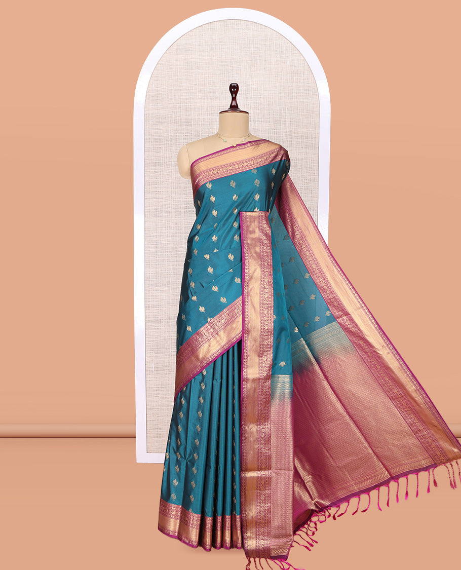 Blue Traditional Checks Budget Silk Saree