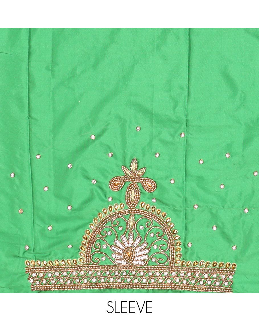 Green peacock aari embroidered material blouse