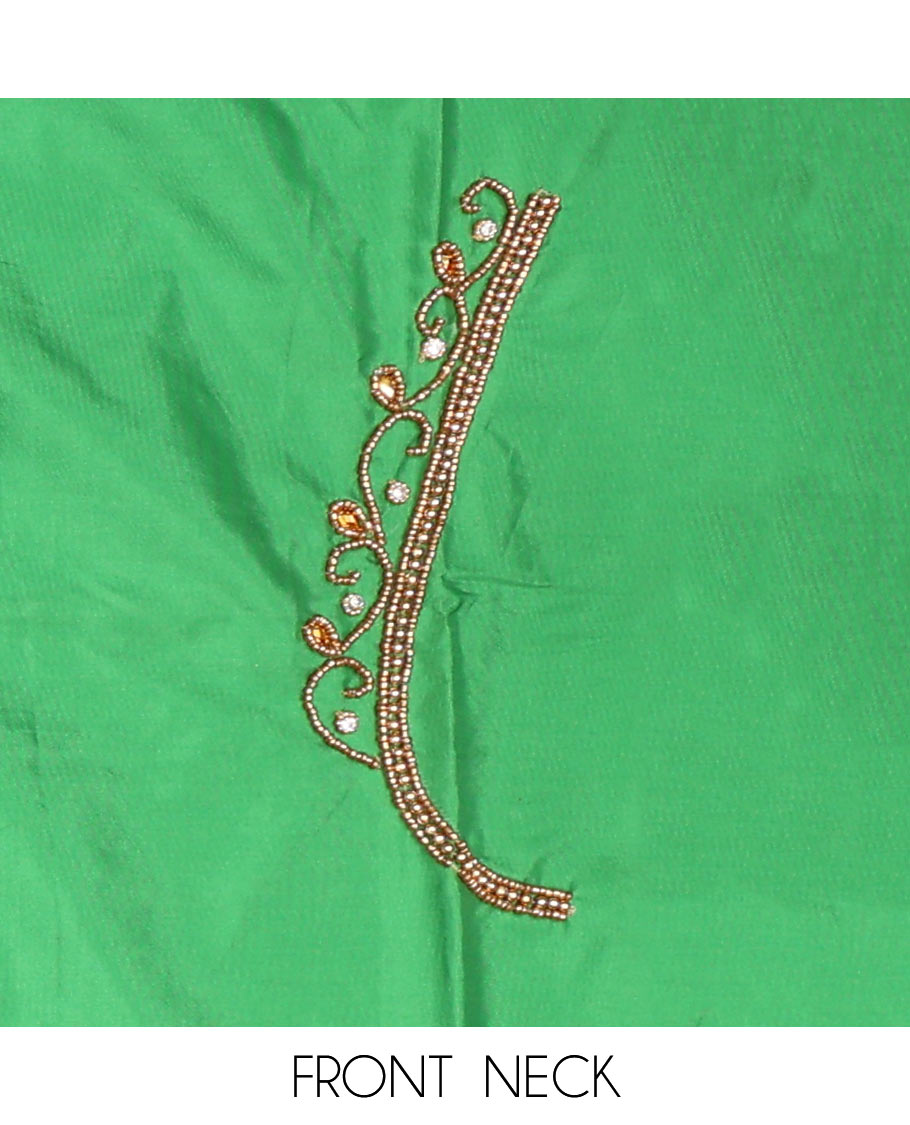 Green peacock aari embroidered material blouse