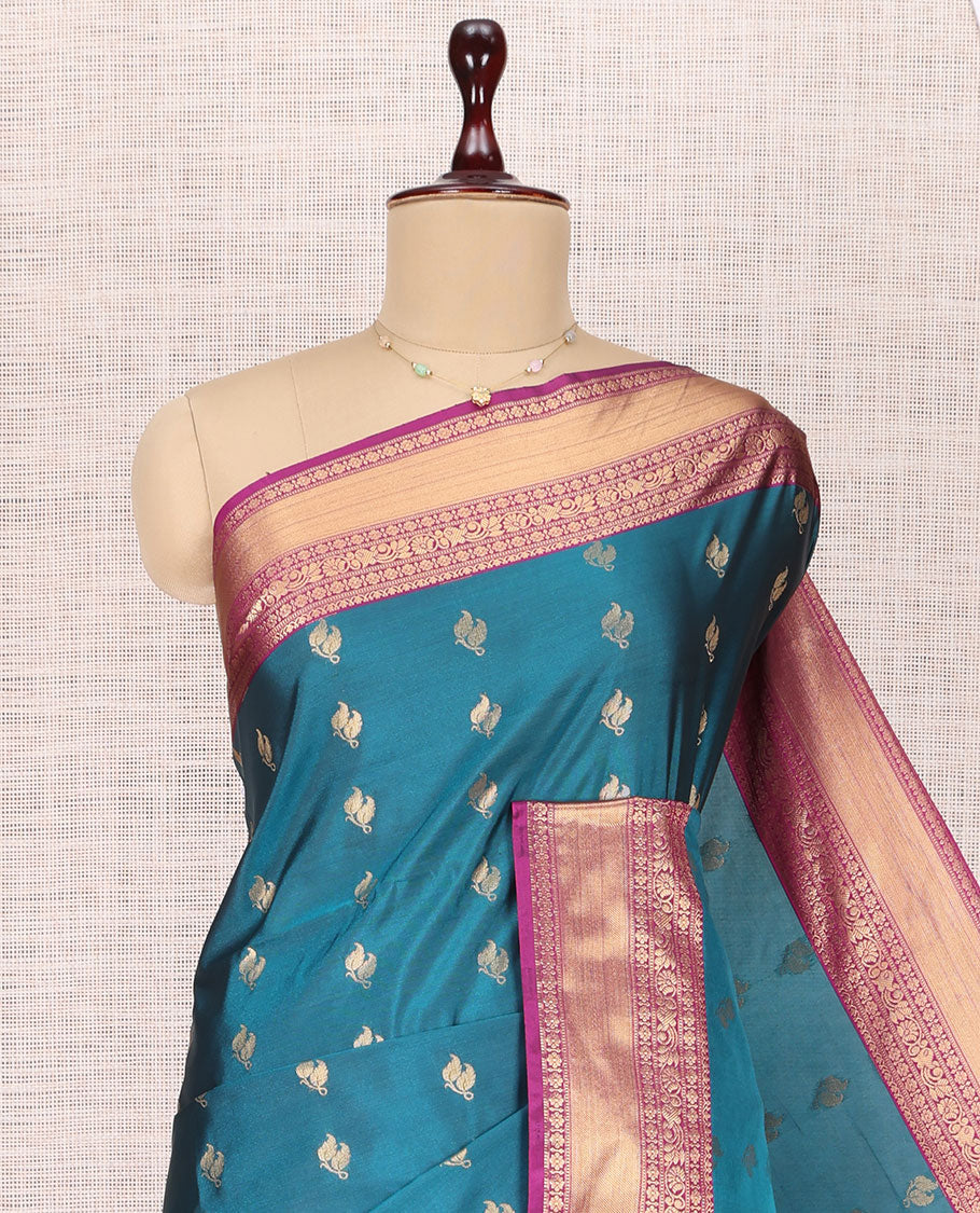 Blue Traditional Checks Budget Silk Saree