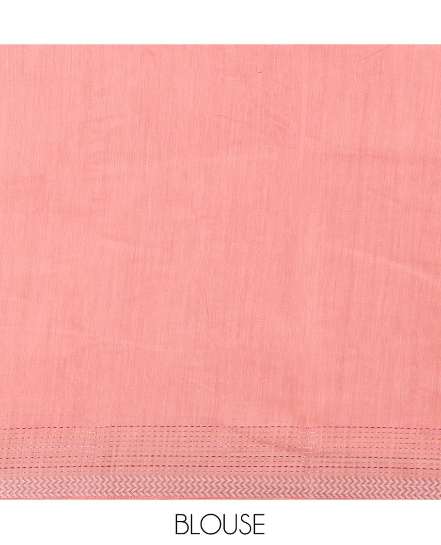 Peach Plain Chanderi Cotton Saree