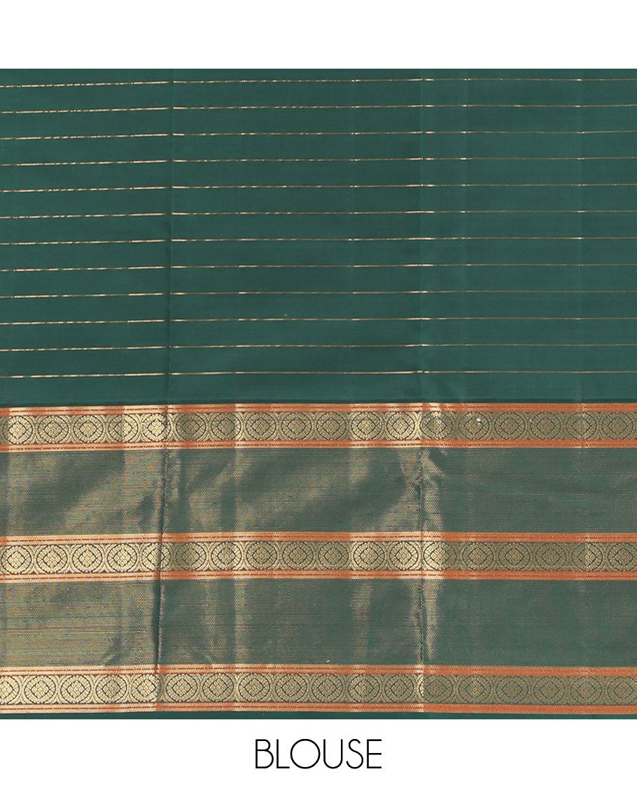 Orange Vasundhara Lite Silk Mix Saree, Artfully Detailed with Zari Buttas Enclosed Checks on Its Body, Complemented by a Contrast Border of Poo Chakram Designs, Intricately Designed Jaal Pallu, and Paired with a Contrast Blouse