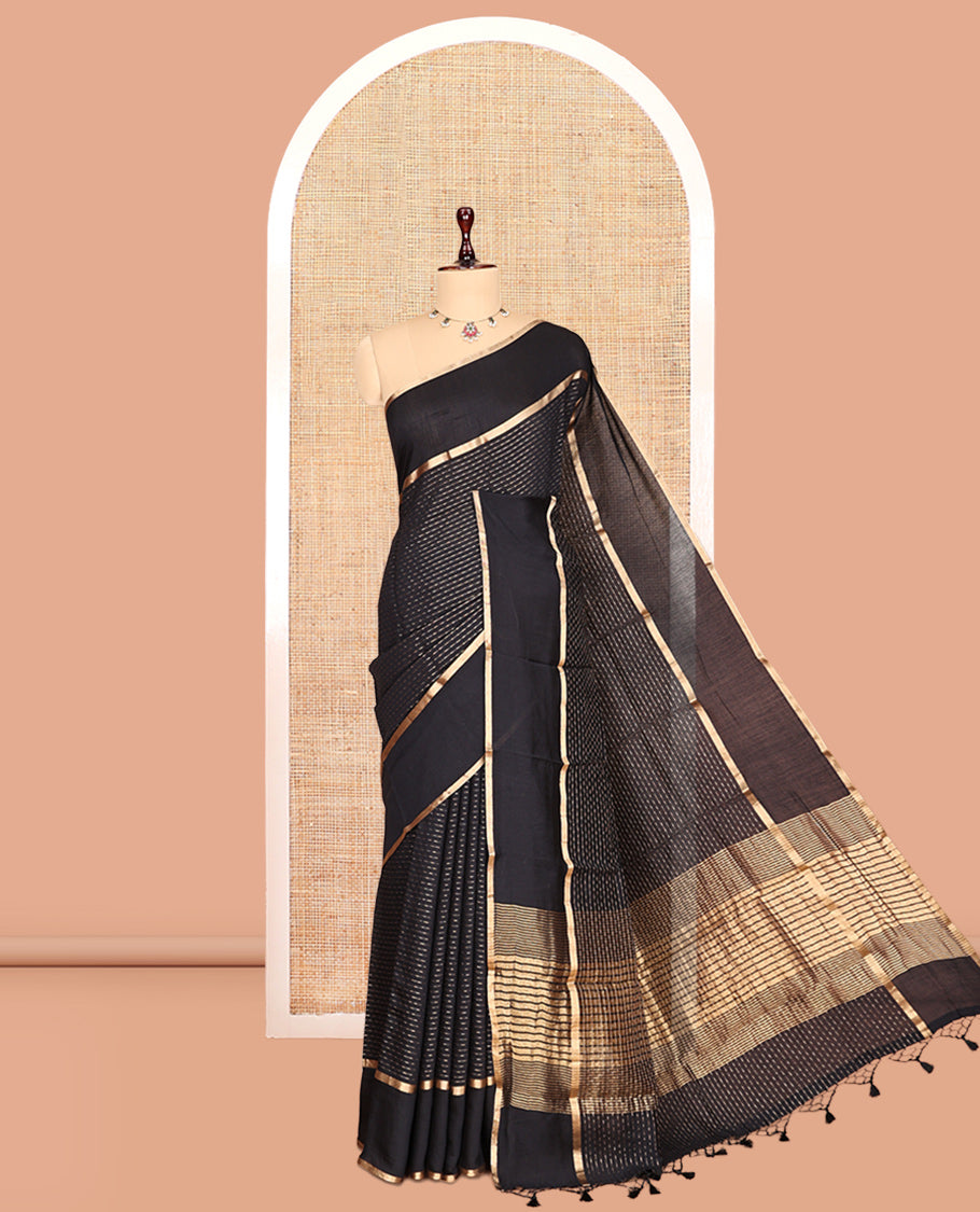 Black Assam Silk Saree